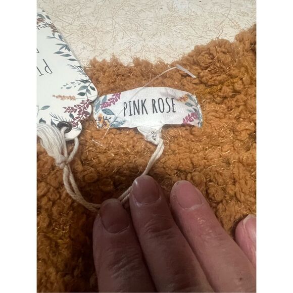 Pink Rose gold High/Low Popcorn Sweater Sz L NWT - Picture 3 of 8